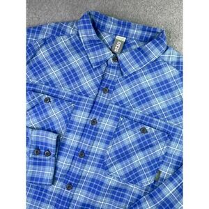 Stio Utility Flannel Shirt Men's Size XL Blue Plaid Long Sleeve Shirt Button Up